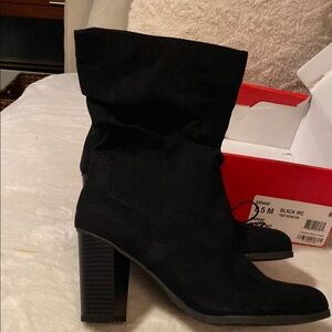 Black Suede Heeled Boots